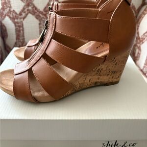 Style & Co. Women's Tan Wedge Sandals